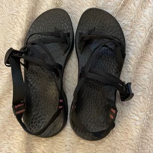 Black and Pink Chacos
